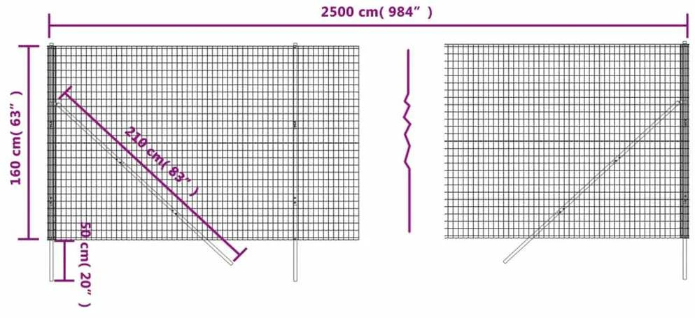 Vielinė tinklinė tvora, žalia, 1,6x25m, galvanizuotas plienas