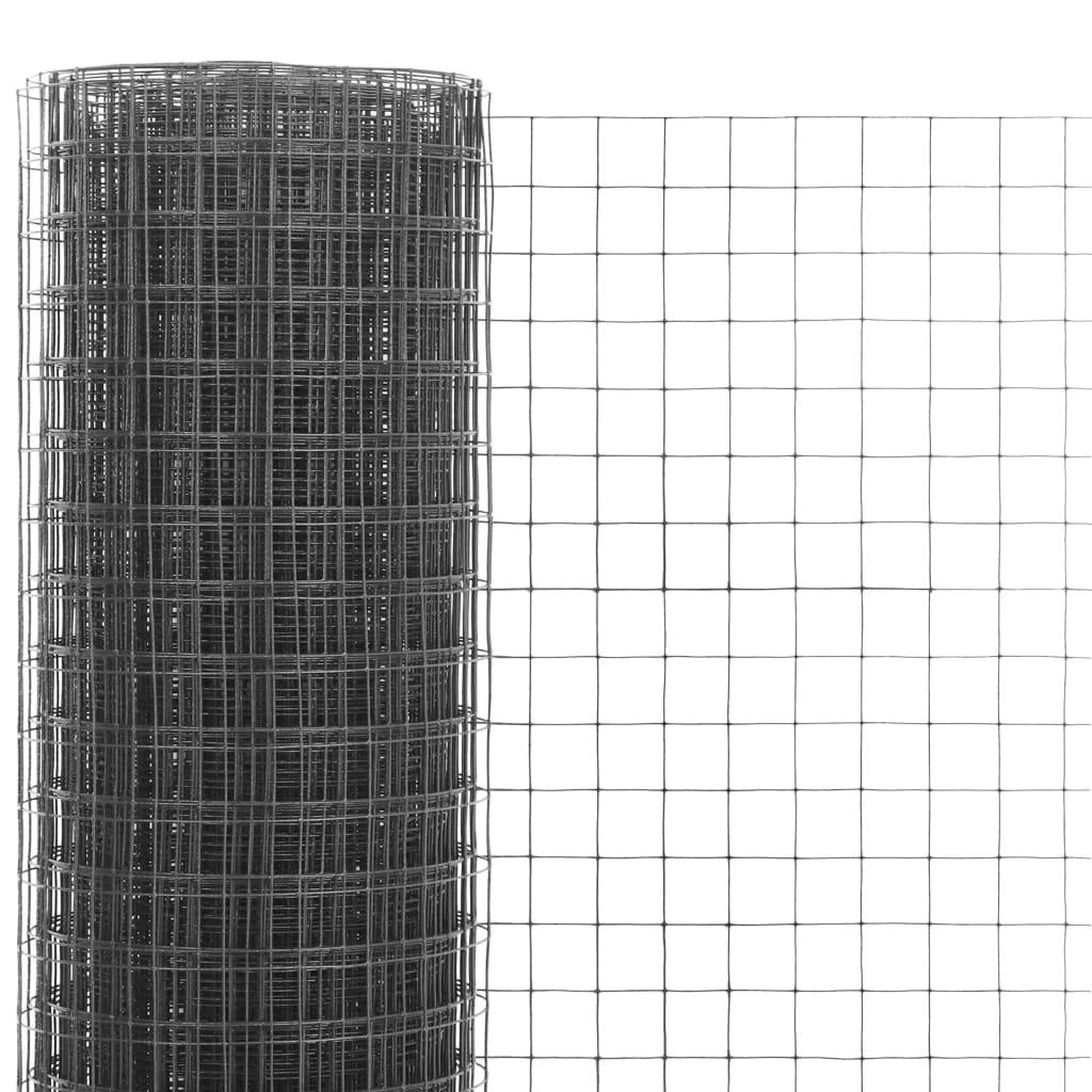 Vielos tinklas viščiukų aptvarui su PVC danga, pilkas, 25x0,5m