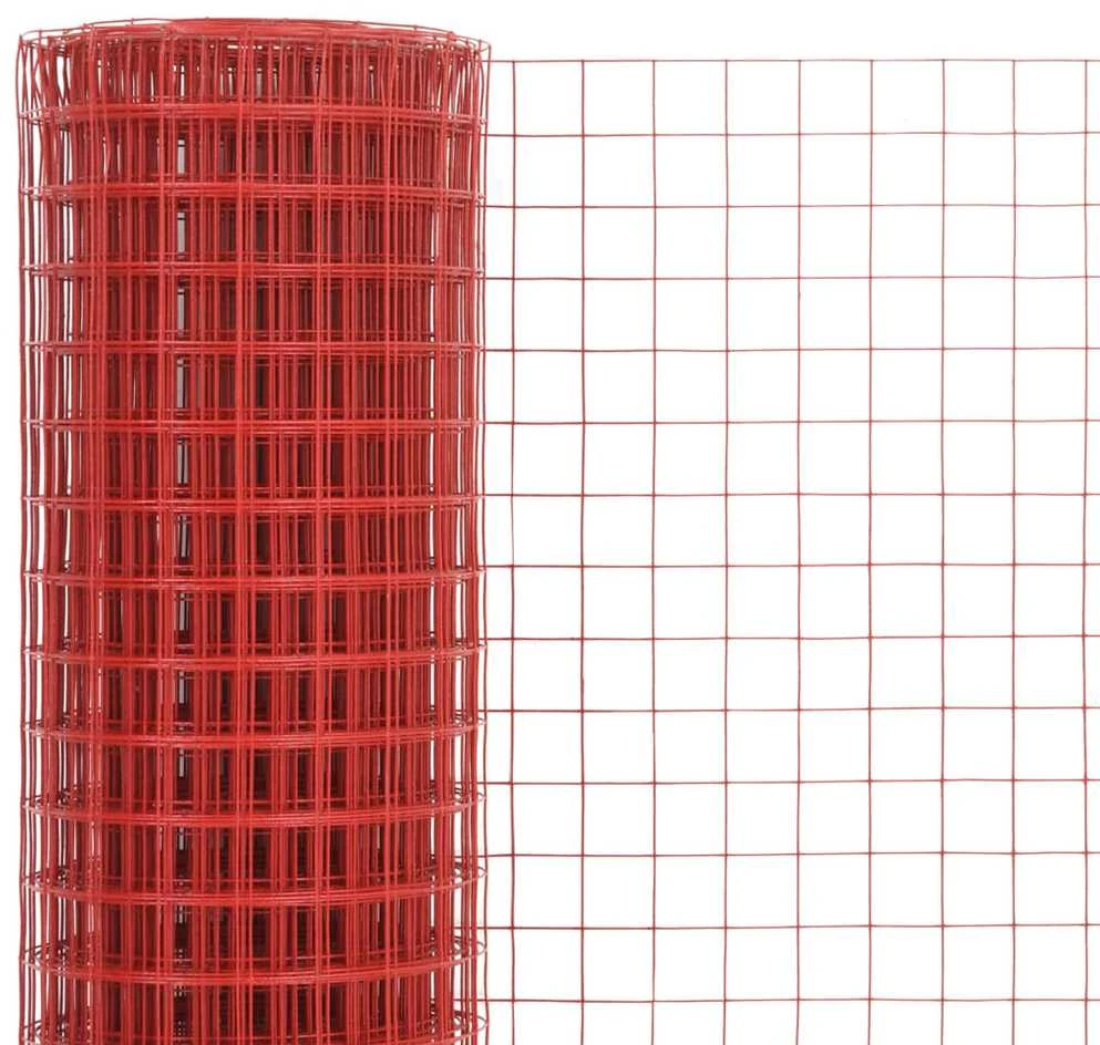 Vielos tinklas su PVC danga, raudonas, 10x0,5m