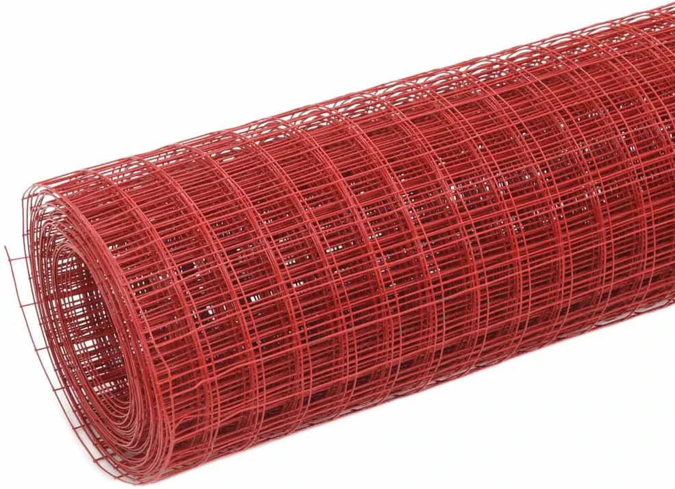 Vielos tinklas su PVC danga, raudonas, 10x0,5m