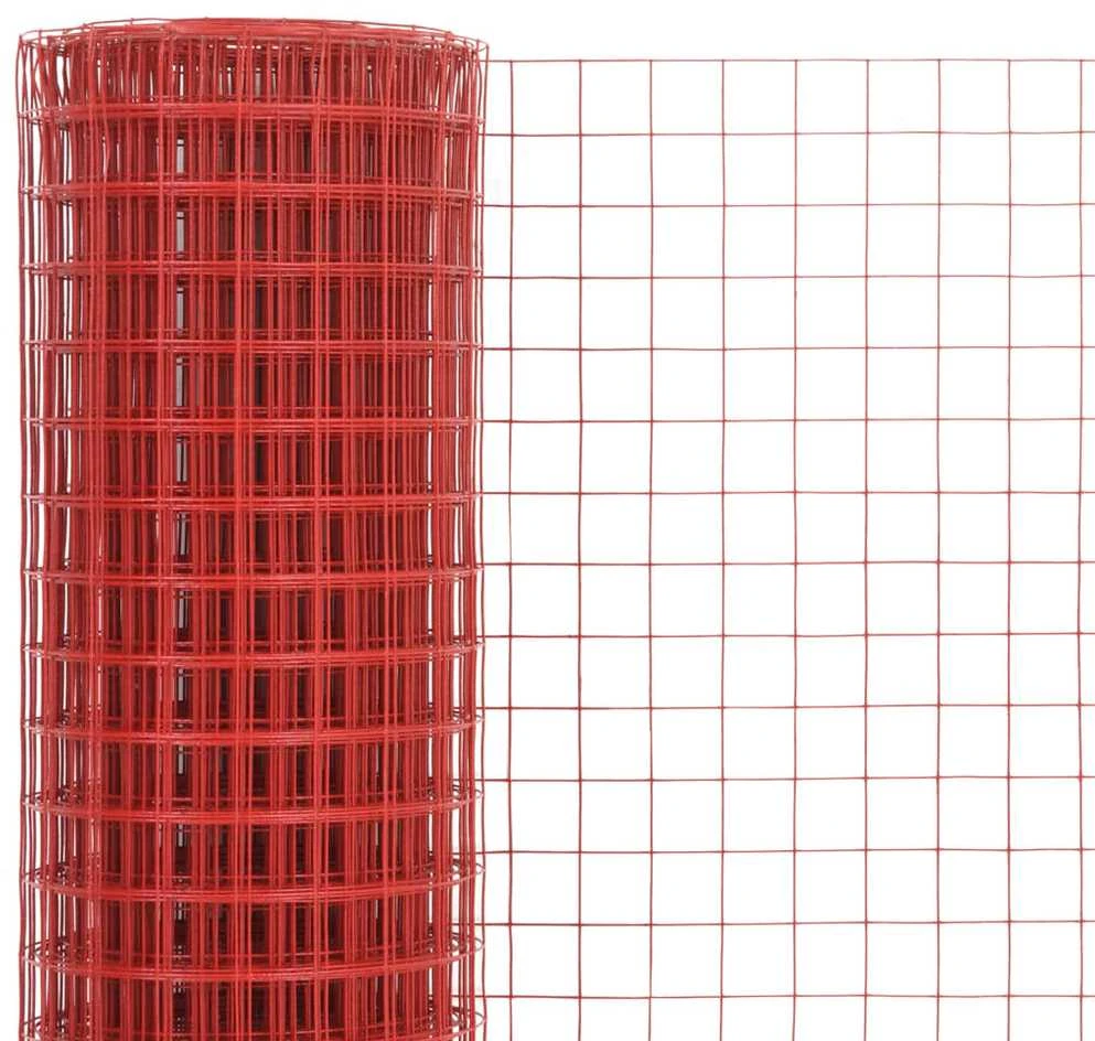 Vielos tinklas su PVC danga, raudonas, 10x1m