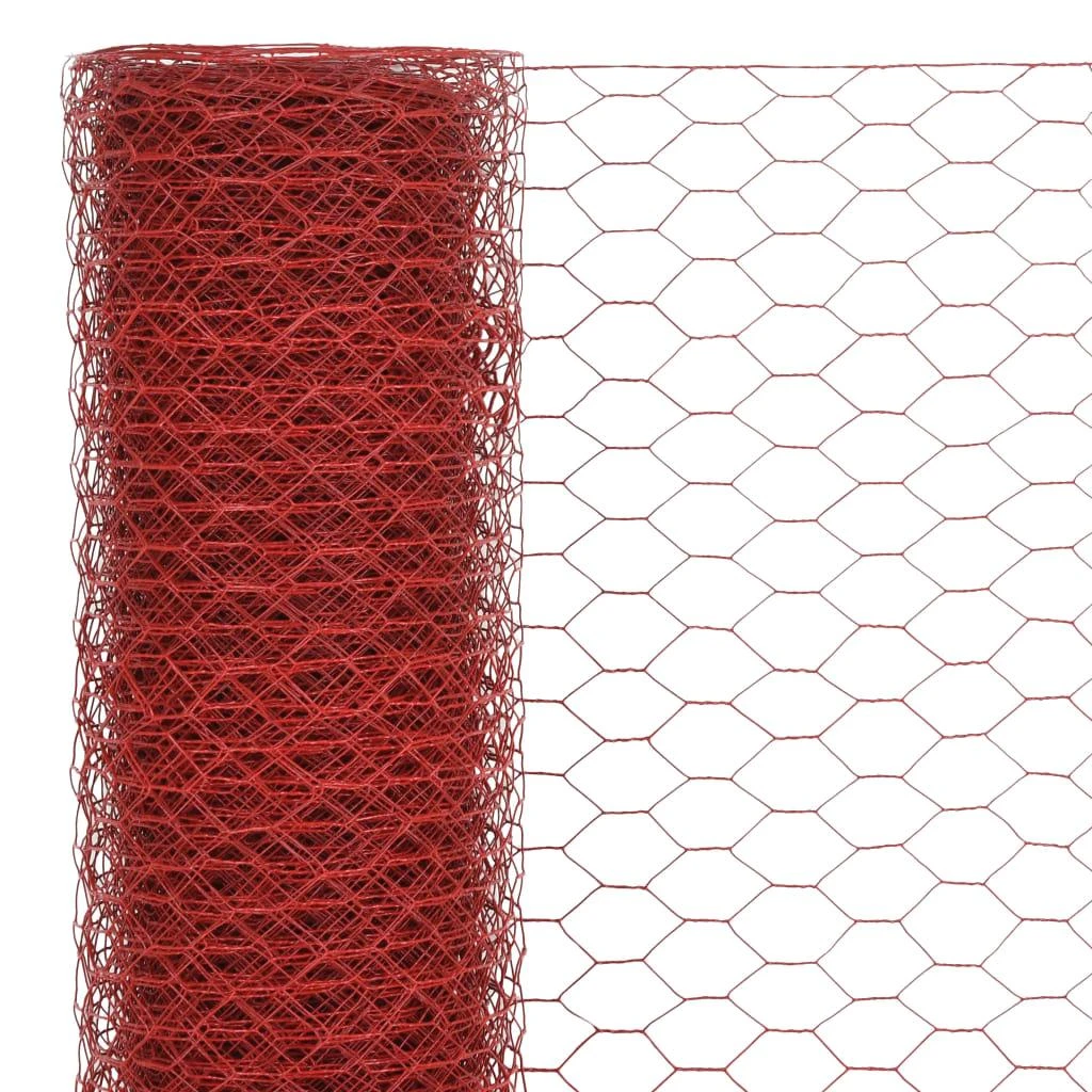 Vielos tinklas su PVC danga, raudonas, 25x1m