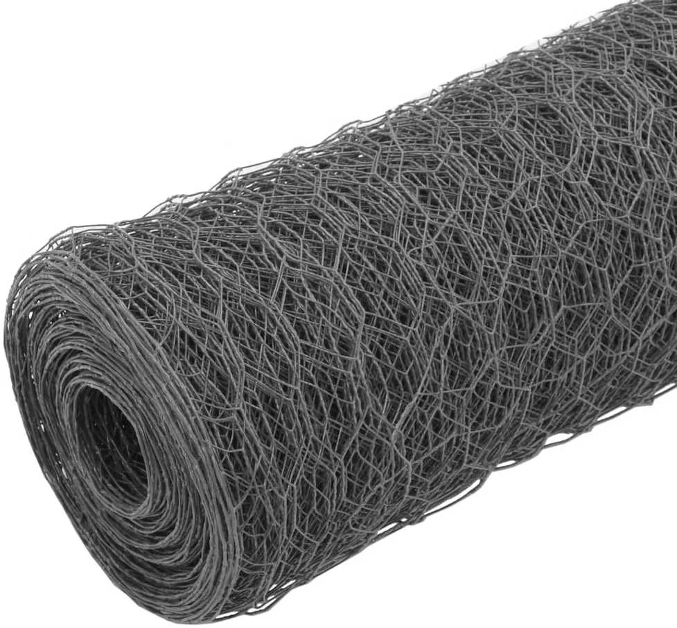 Vielos tinklas viščiukų aptvarui su PVC danga, pilkas, 25x0,5m