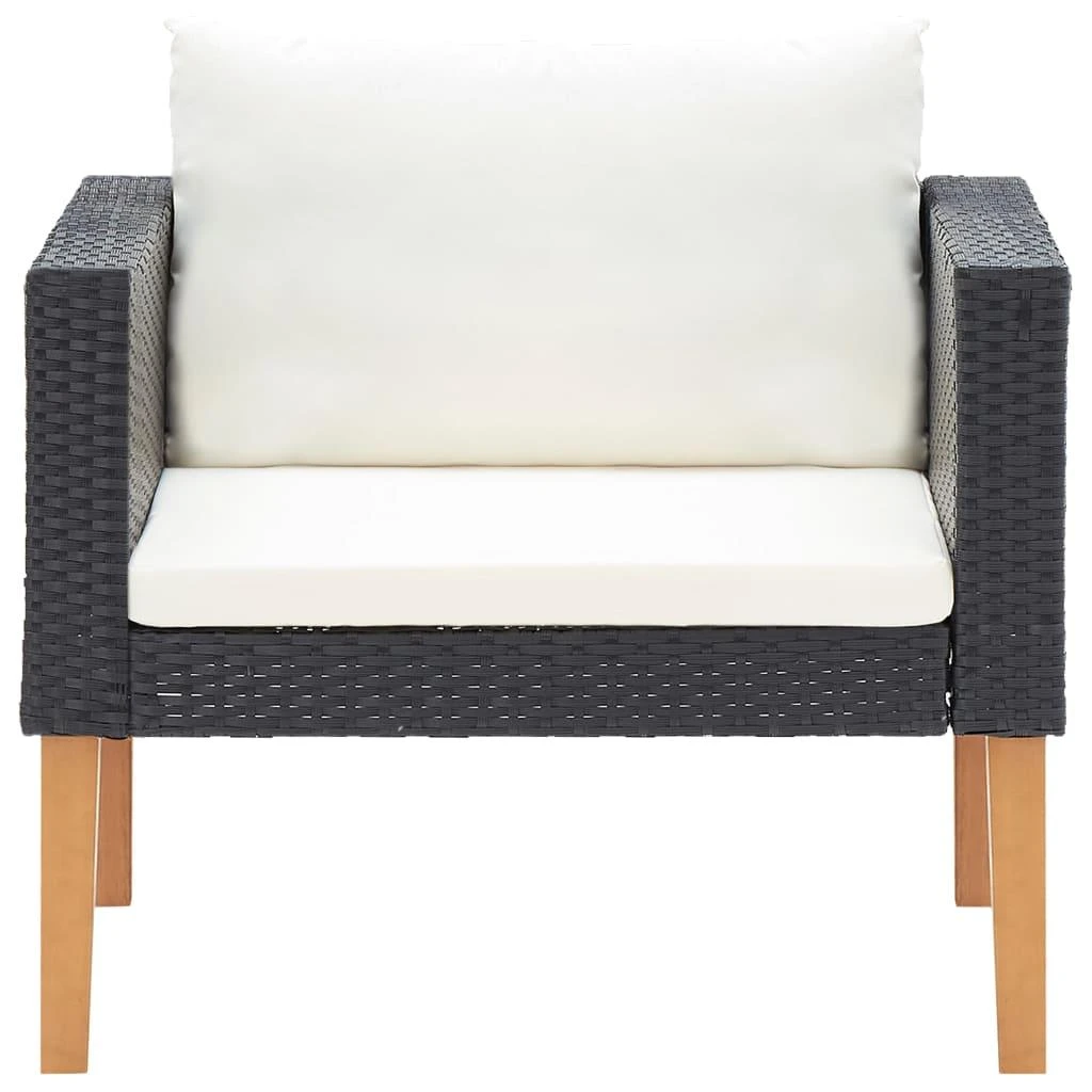Vienvietė sodo sofa su pagalvėlėmis, juoda, poliratanas