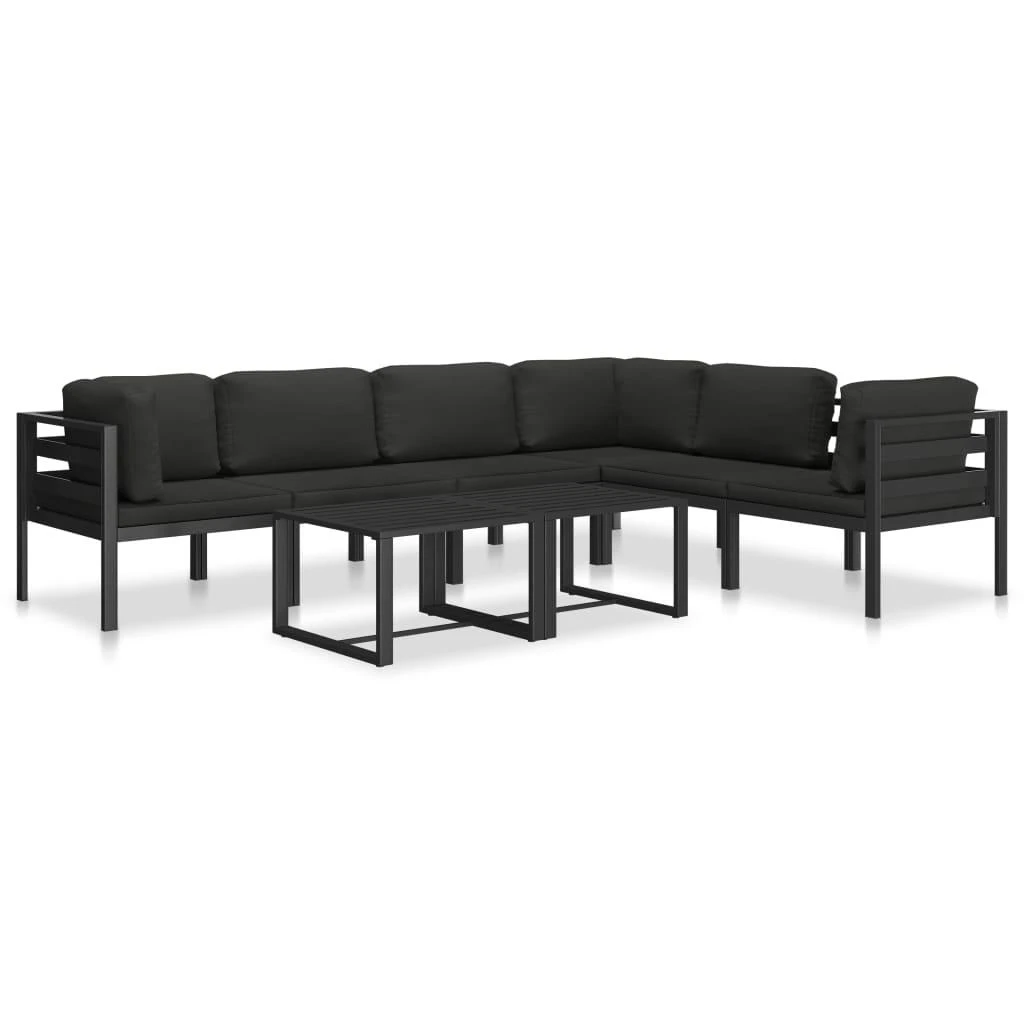 Vienvietė sofa su pagalvėlėmis, antracito spalvos, aliuminis