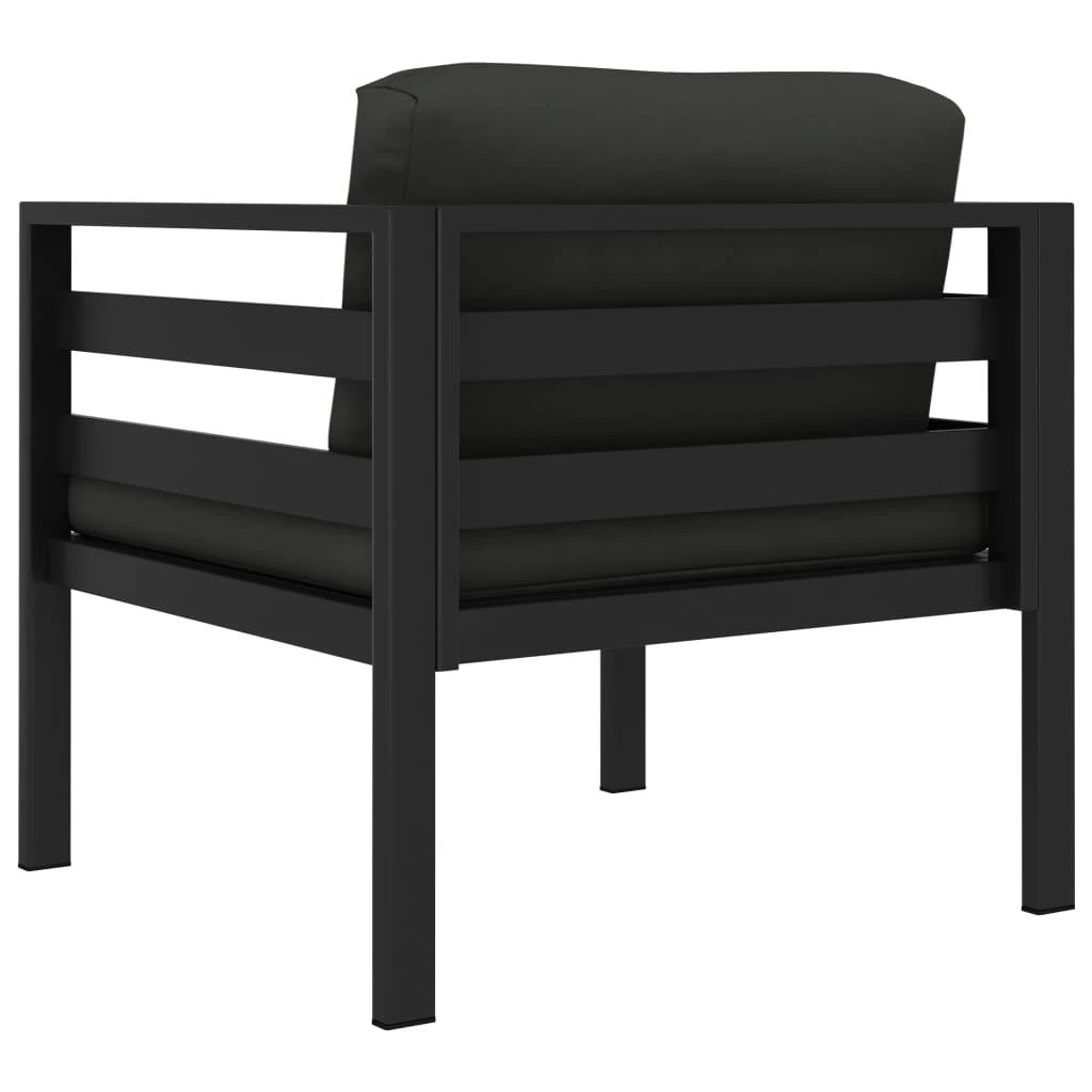 Vienvietė sofa su pagalvėlėmis, antracito spalvos, aliuminis