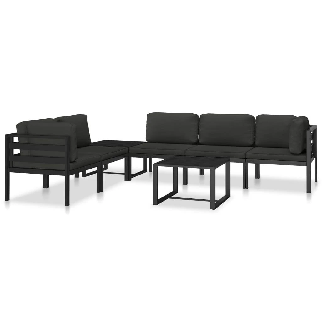 Vienvietė sofa su pagalvėlėmis, antracito spalvos, aliuminis