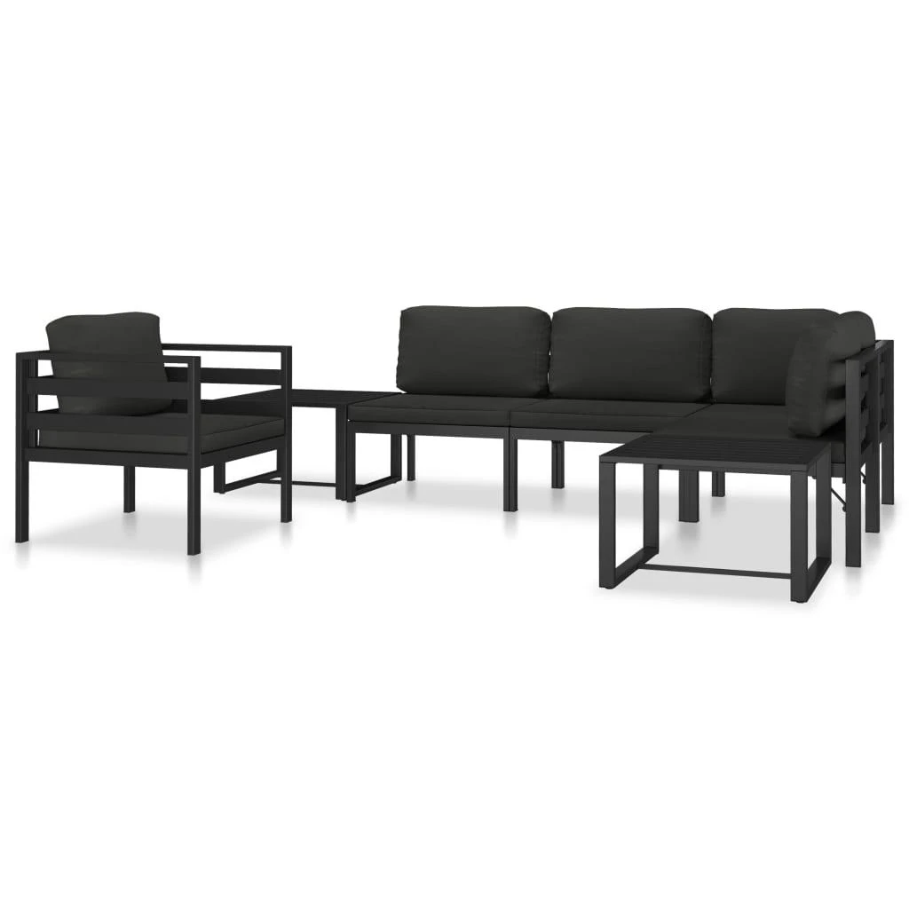 Vienvietė sofa su pagalvėlėmis, antracito spalvos, aliuminis