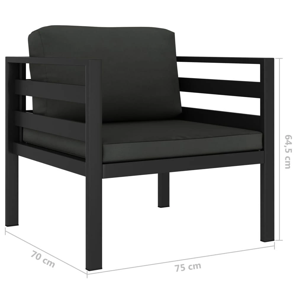 Vienvietė sofa su pagalvėlėmis, antracito spalvos, aliuminis