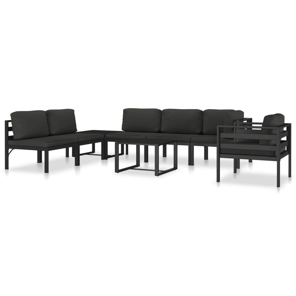 Vienvietė sofa su pagalvėlėmis, antracito spalvos, aliuminis