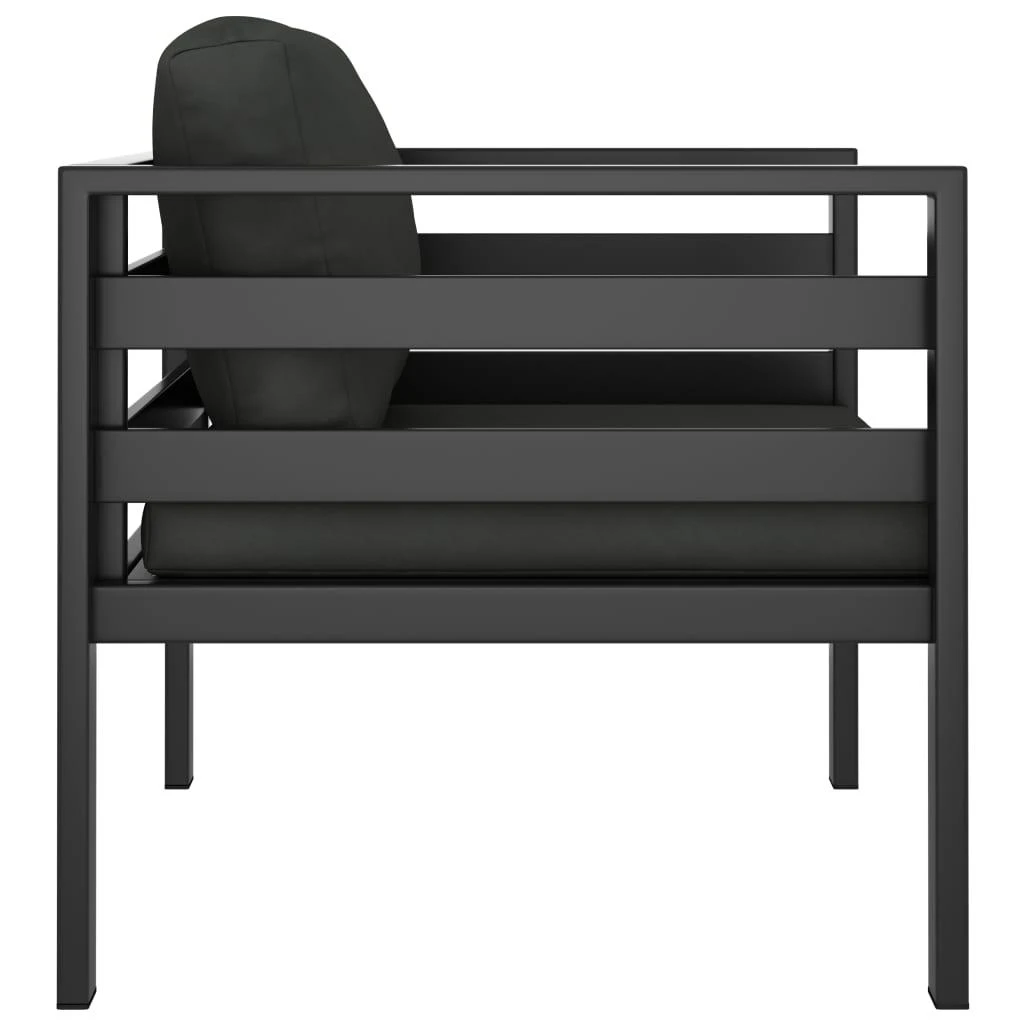 Vienvietė sofa su pagalvėlėmis, antracito spalvos, aliuminis