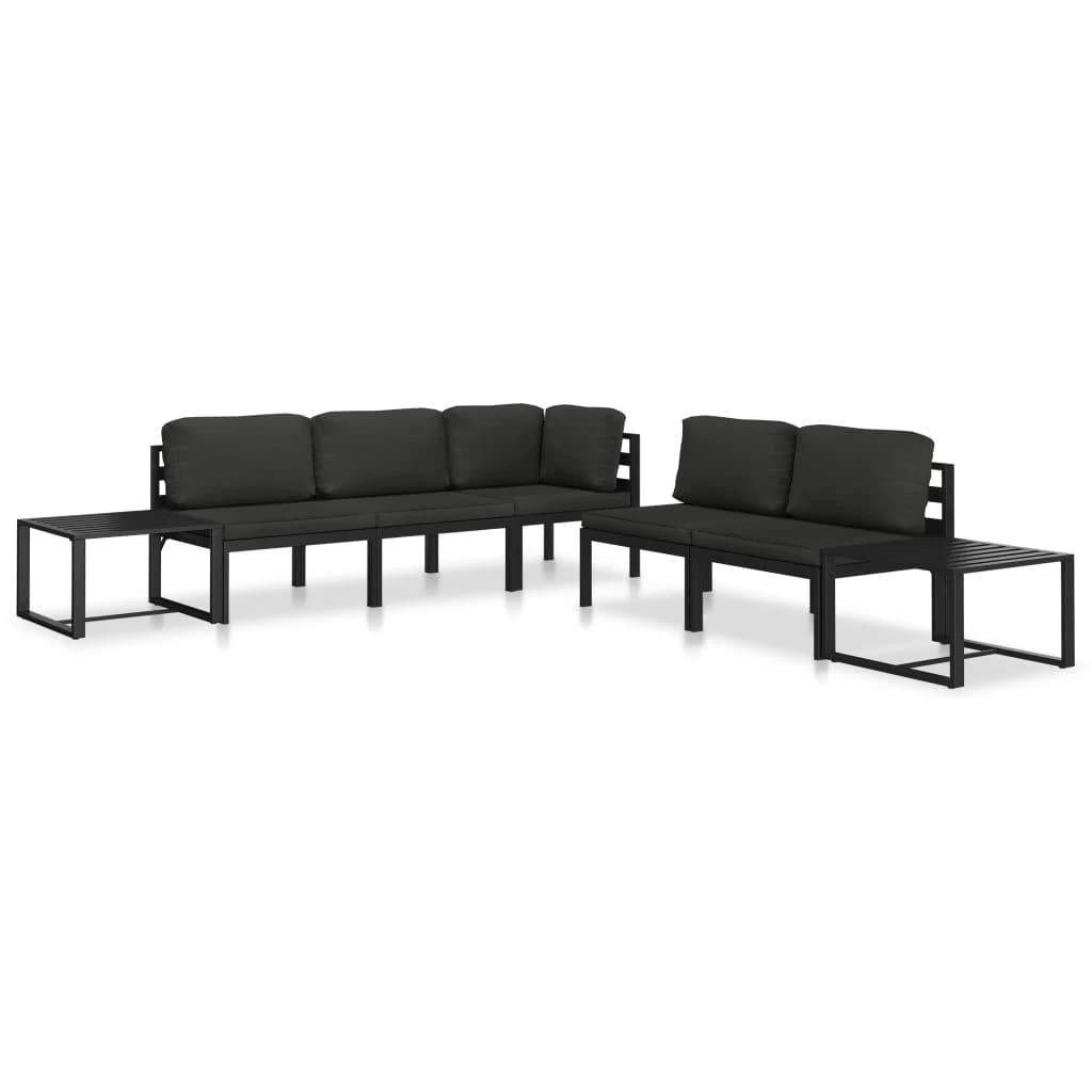 Vienvietė sofa su pagalvėlėmis, antracito spalvos, aliuminis