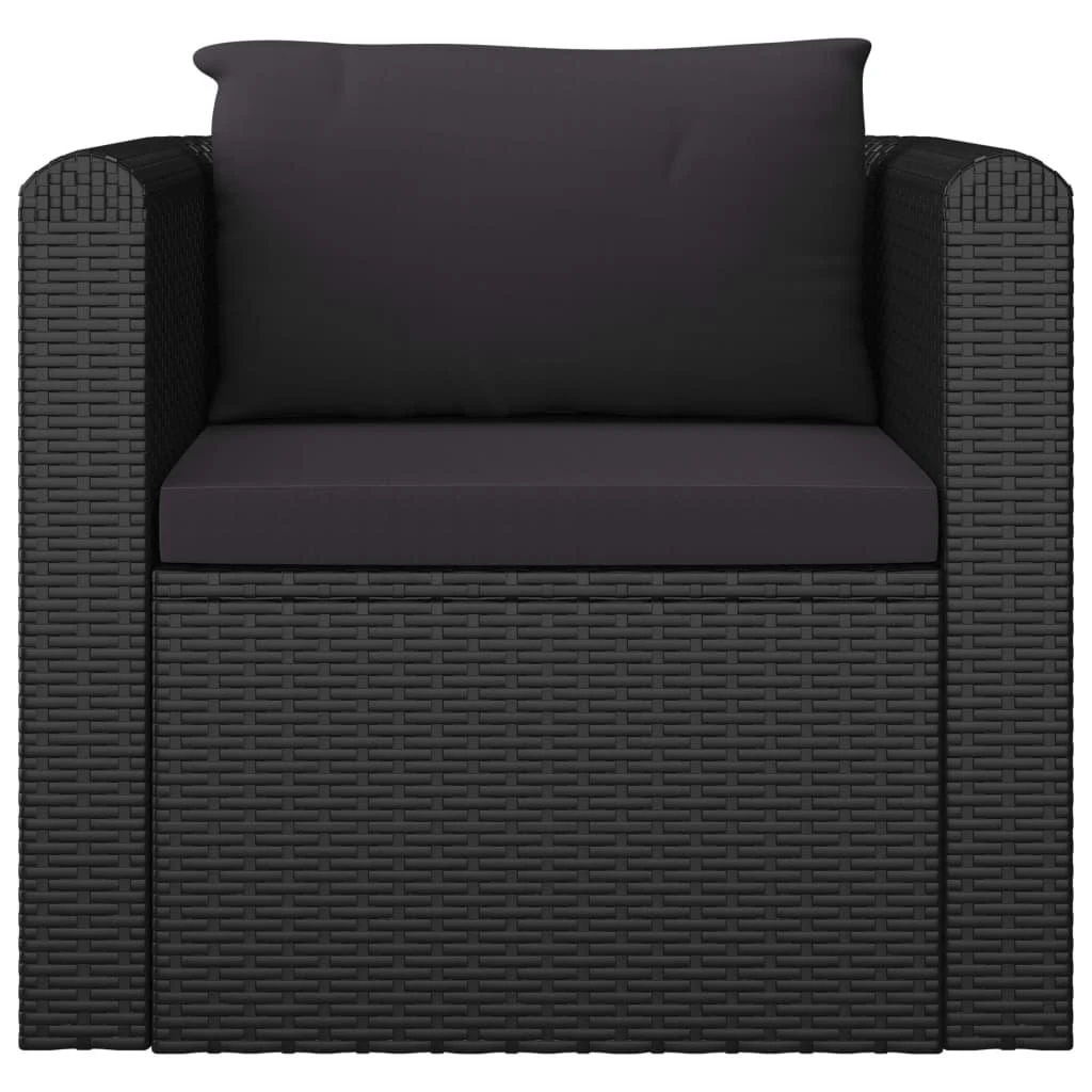 Vienvietė sofa su pagalvėlėmis, juodos spalvos, poliratanas