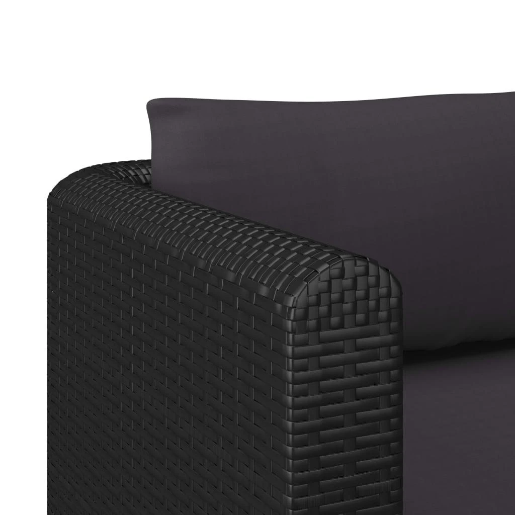 Vienvietė sofa su pagalvėlėmis, juodos spalvos, poliratanas