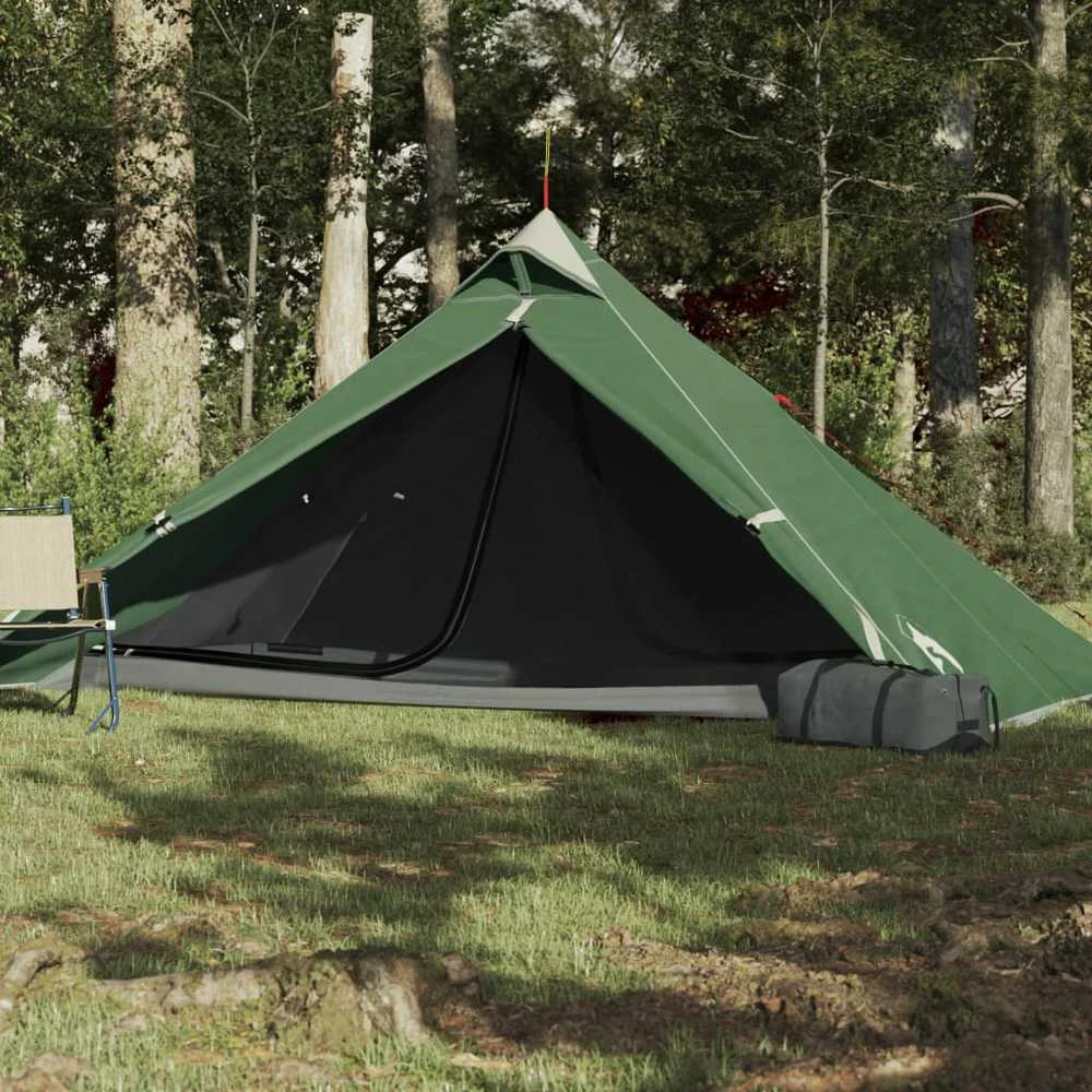 Stovyklavimo palapinė, žalia, vienvietė, tipi dizaino