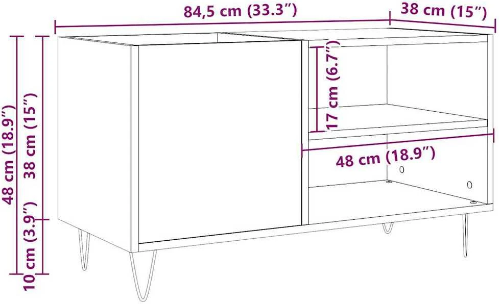 Vinilinių plokštelių spintelė, artisano, 84,5x38x48cm, mediena