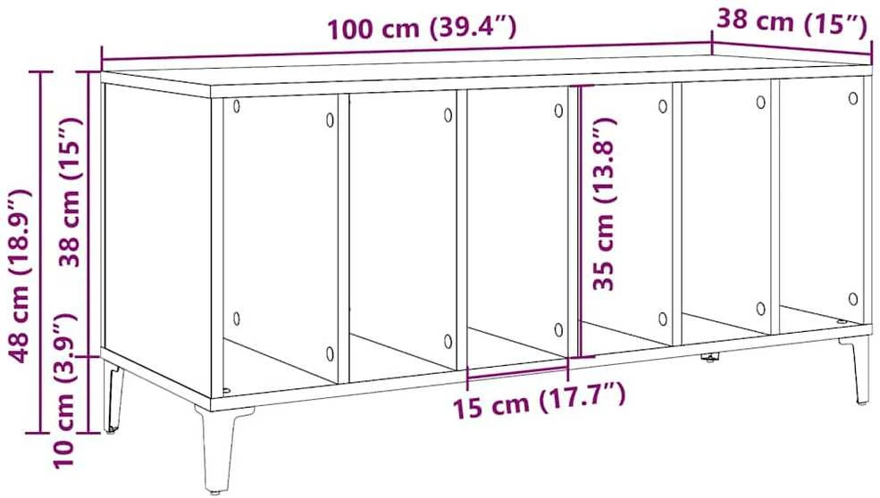 Vinilinių plokštelių spintelė, artisano, 100x38x48cm, mediena