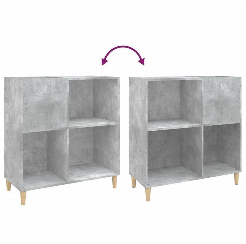 Vinilinių plokštelių spintelė, betono, 84,5x38x89cm, mediena