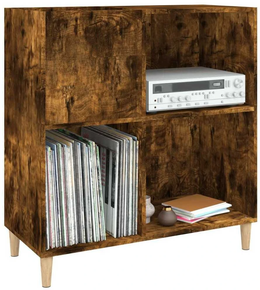 Vinilinių plokštelių spintelė, dūminė, 84,5x38x89cm, mediena