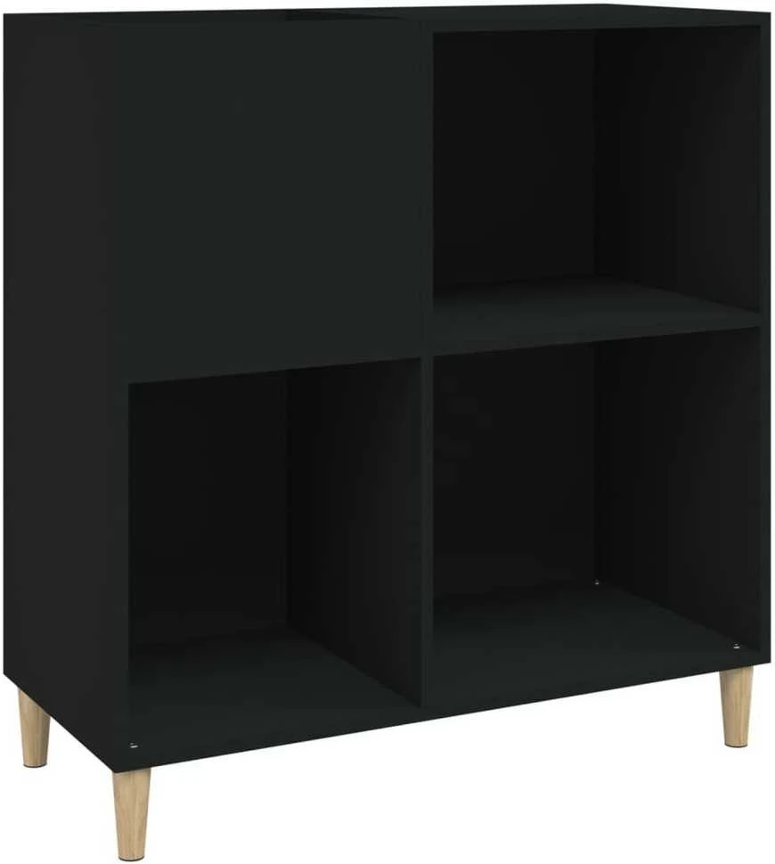Vinilinių plokštelių spintelė, juoda, 84,5x38x89cm, mediena