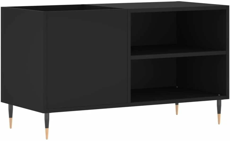 Vinilinių plokštelių spintelė, juoda, 85x38x48cm, mediena