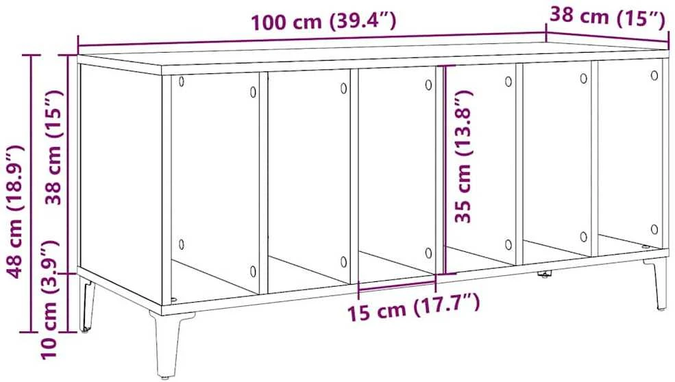 Vinilinių plokštelių spintelė, medienos, 100x38x48cm, mediena