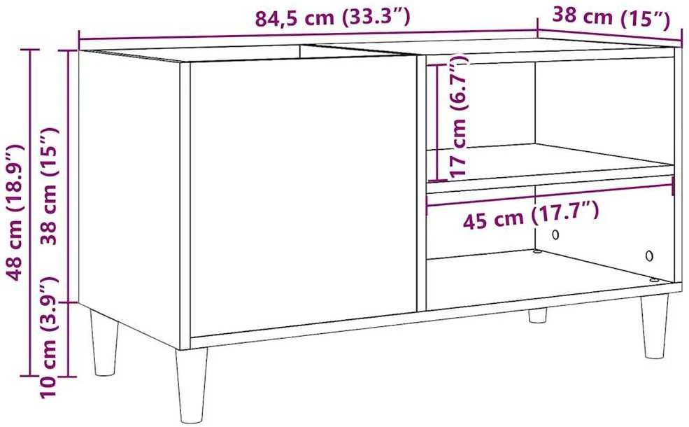Vinilinių plokštelių spintelė, medienos, 84,5x38x48cm, mediena