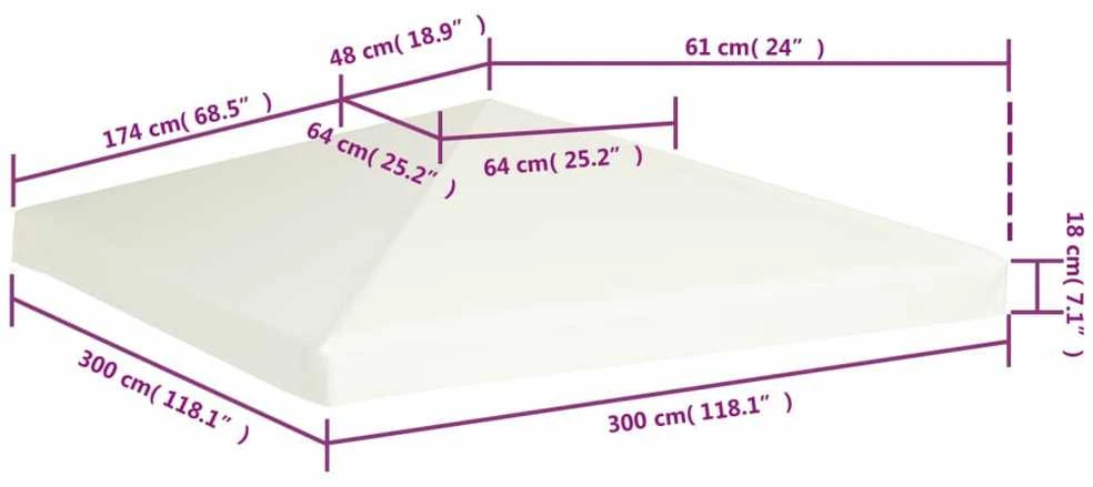 Viršutinis pavėsinės uždangalas, 310 g/m², 3x3m, baltas