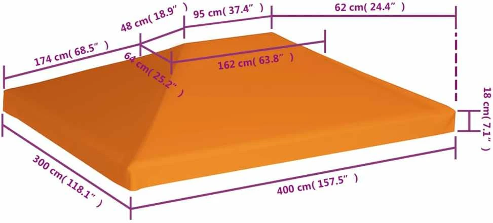 Viršutinis pavėsinės uždangalas, oranžinis, 310 g/m², 4x3m