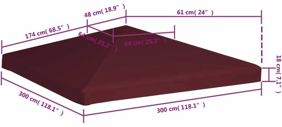 Viršutinis pavėsinės uždangalas, vyšninis, 3x3m, 310 g/m²