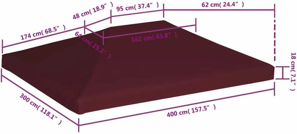 Viršutinis pavėsinės uždangalas, vyšninis, 3x4m, 310 g/m²