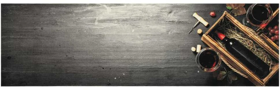 Virtuvės kilimėlis, 45x150cm, aksomas, plaunamas, vyno butelys