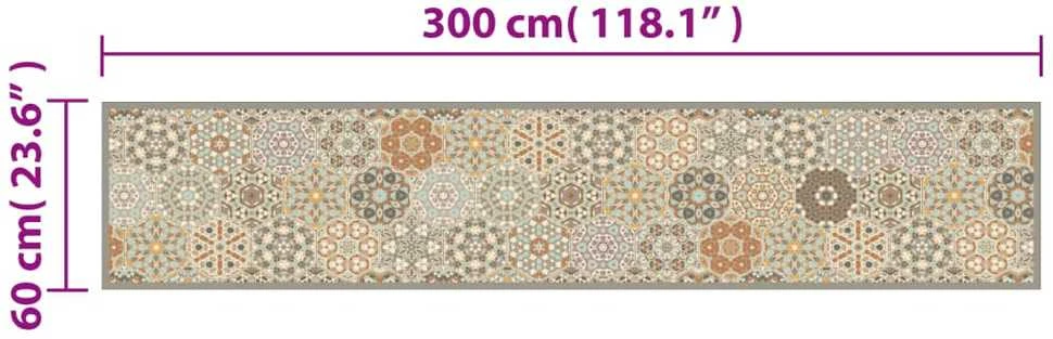 Virtuvės kilimėlis, 60x300 cm, aksomas, plaunamas, su rombais