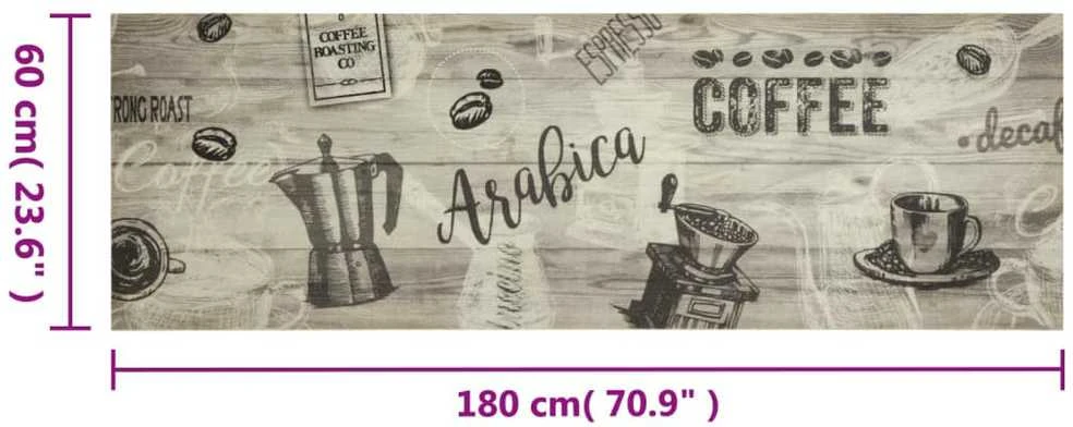 Virtuvės kilimėlis, pilkas, 60x180cm, aksomas, plaunamas