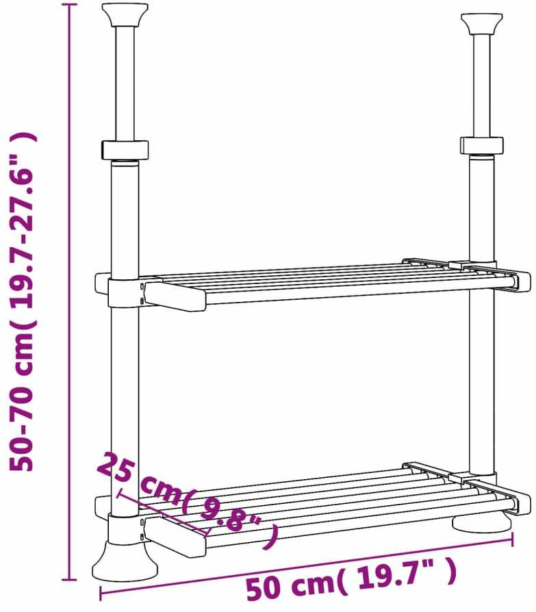 Virtuvės lentyna, 50x25x(50–70)cm, aliuminis