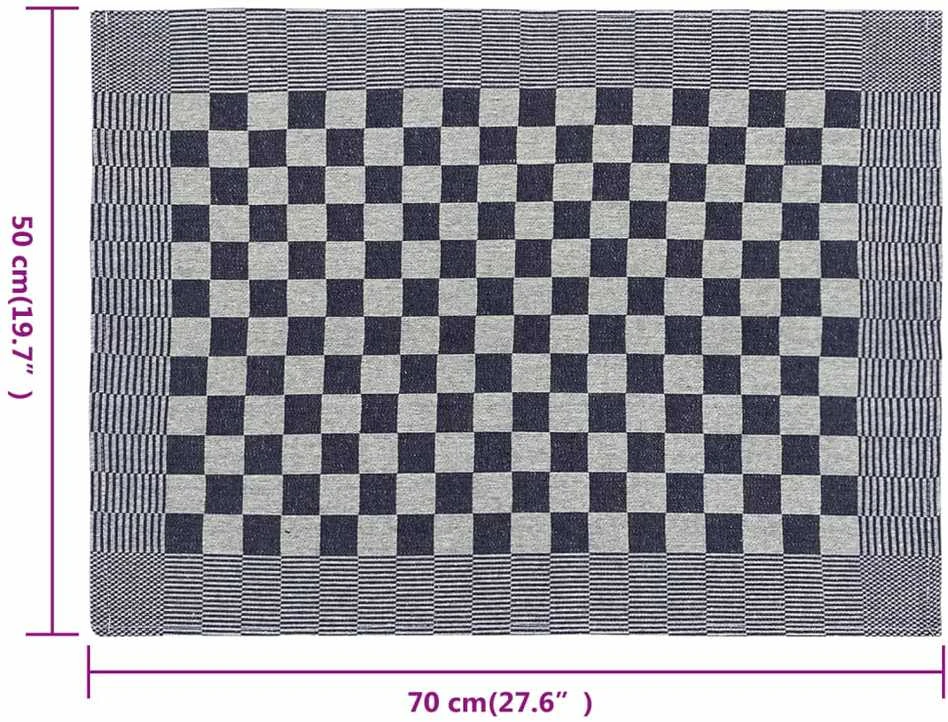 Rankšluostis Virtuvės rankšluosčiai, 50vnt., mėlyni/balti, 50x70cm, medvilnė