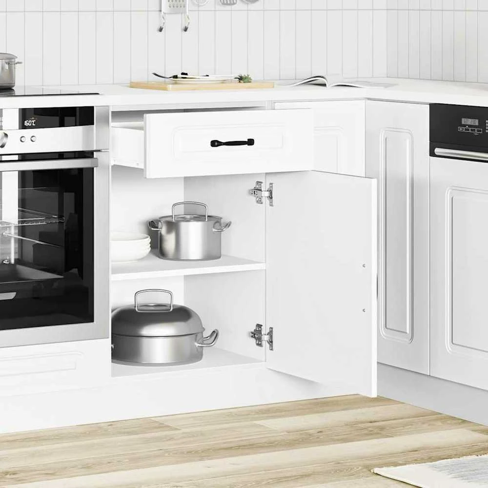 Virtuvės spintelė, Kalmar, balta, apdirbta mediena