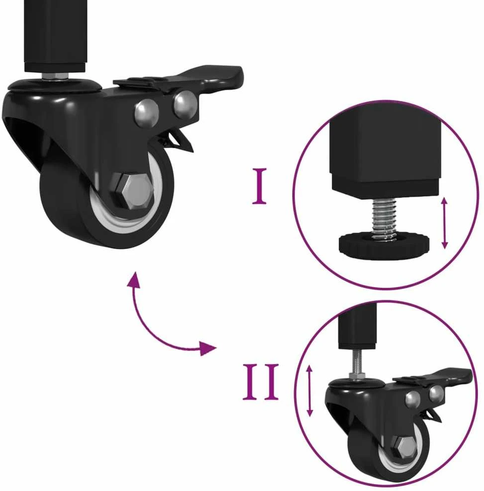 Virtuvės vežimėlis, juodas, 100,5x50x105cm, apdirbta mediena