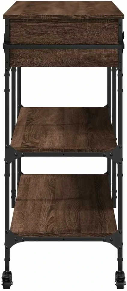 Virtuvės vežimėlis, rudas ąžuolo, 105x42x95cm, apdirbta mediena