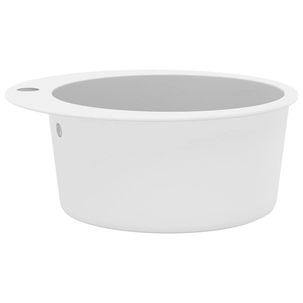 Virtuvinė plautuvė, balta, granitas, vieno dubens, apvali
