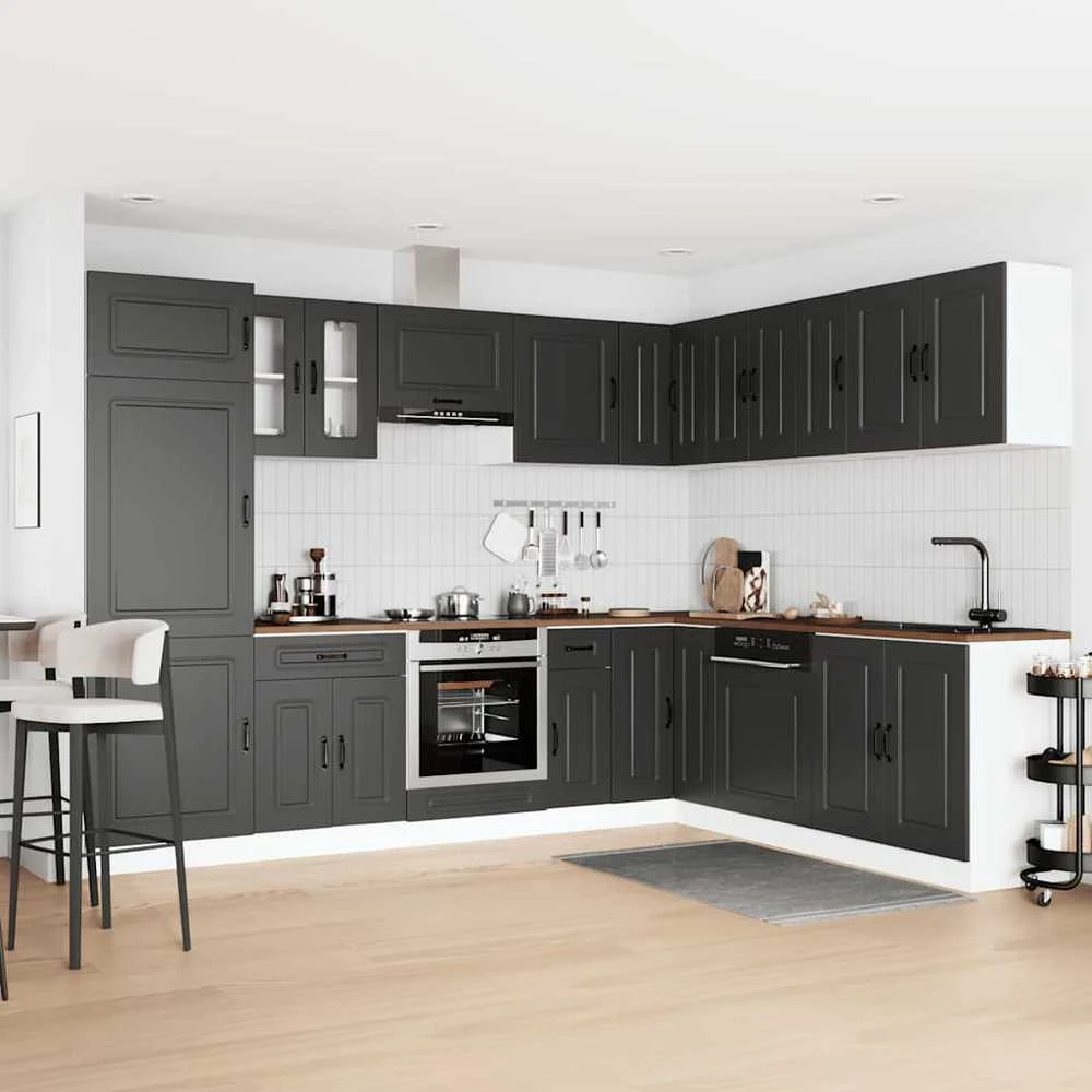 Virtuvinių spintelių komplektas, 14 dalių, Kalmar, juoda