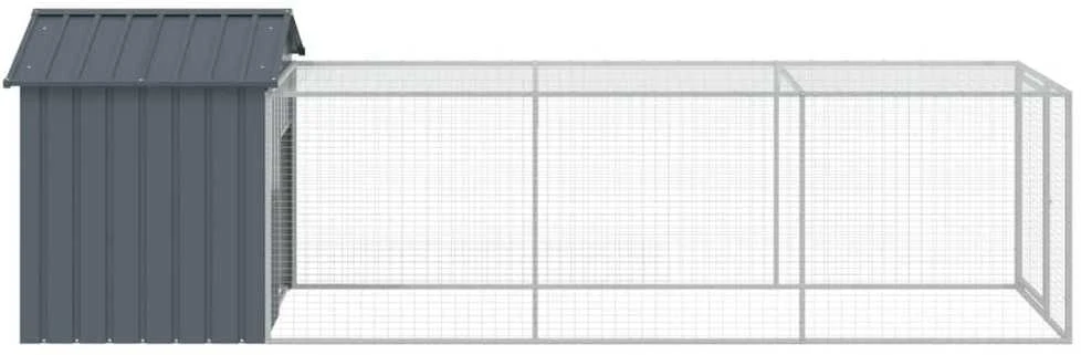 Viščiukų narvas su aptvaru, antracito, 117x405x123cm, plienas