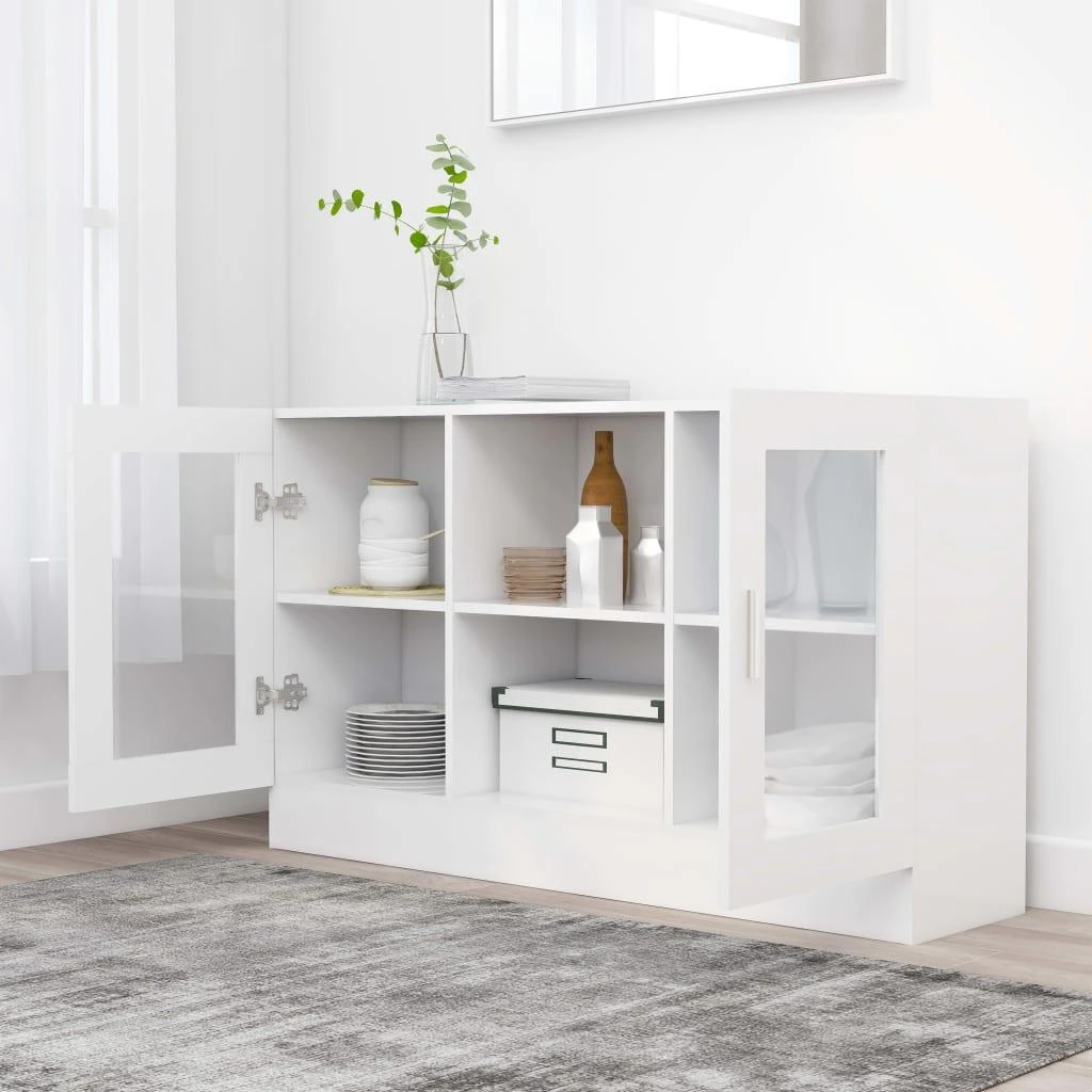 Vitrininė spintelė, balta, 120x30,5x70cm, apdirbta mediena