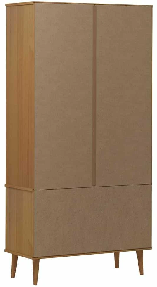 Vitrininė spintelė MOLDE, ruda, 90x35x175cm, pušies masyvas