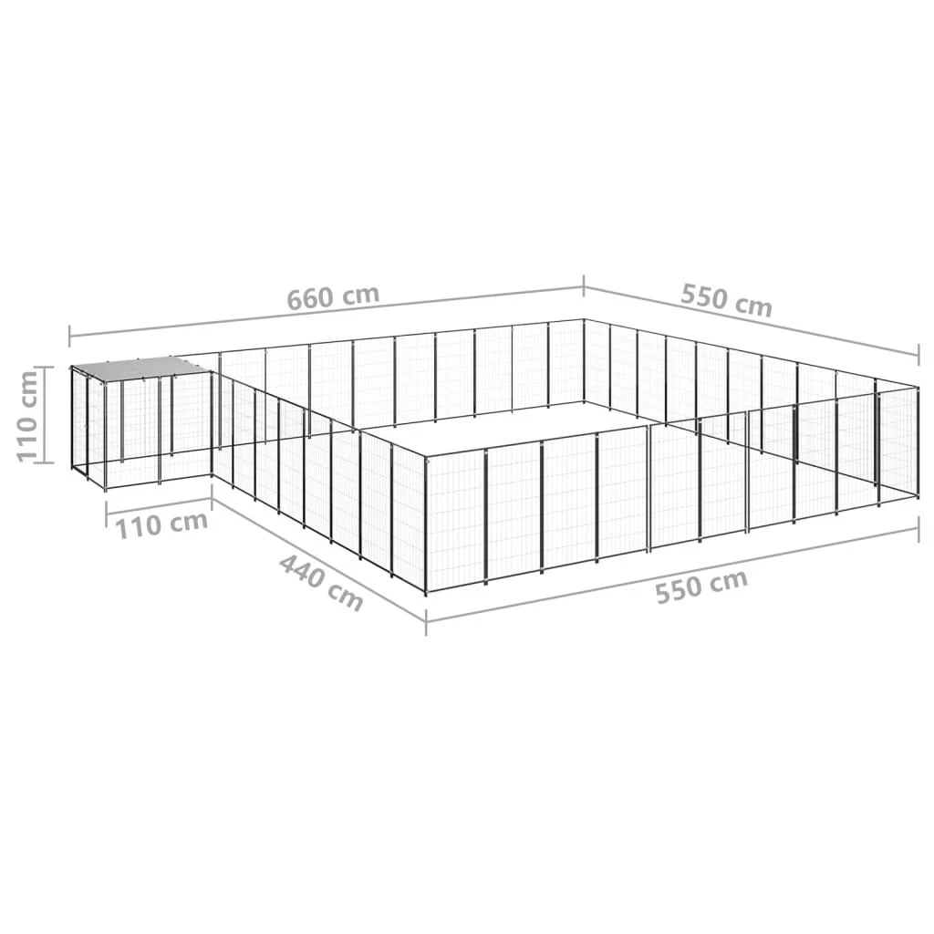 Voljeras šunims, juodos spalvos, 31,46m², plienas
