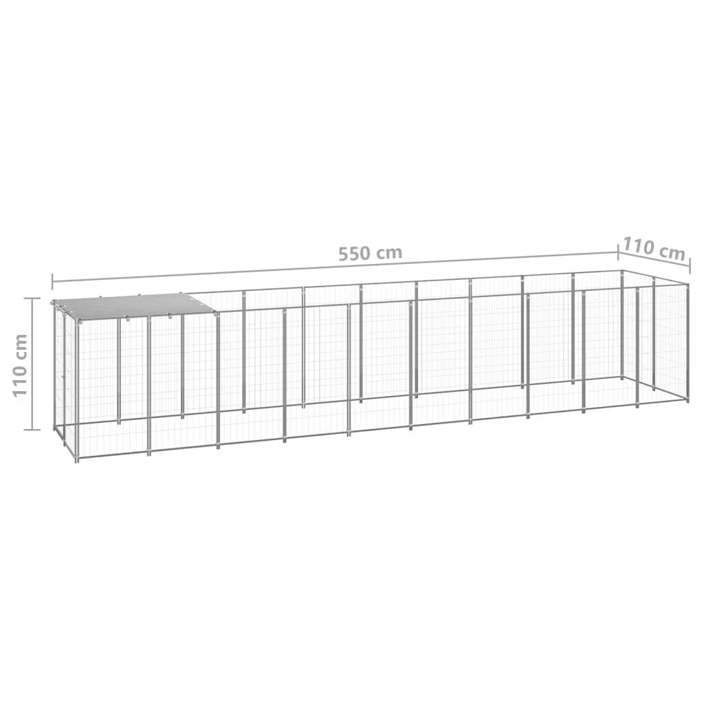Voljeras šunims, sidabrinės spalvos, 6,05 m², plienas