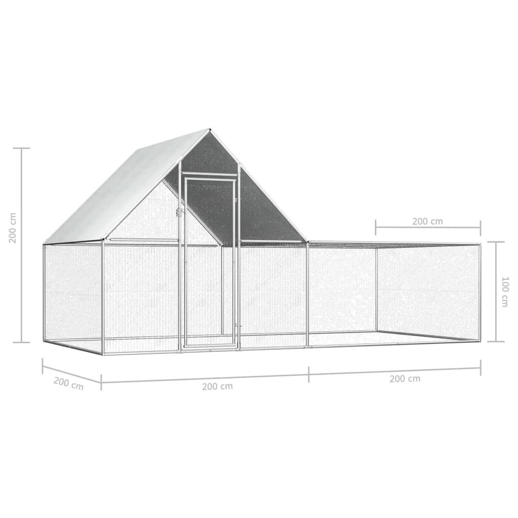 Voljeras viščiukams, 4x2x2m, galvanizuotas plienas
