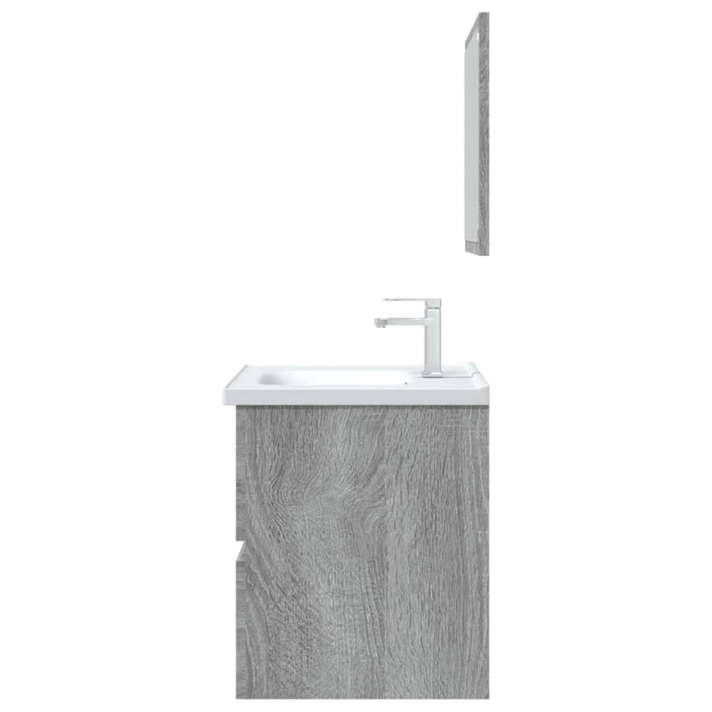 Vonios baldų komplektas, 2 dalių, pilkas ąžuolo, mediena
