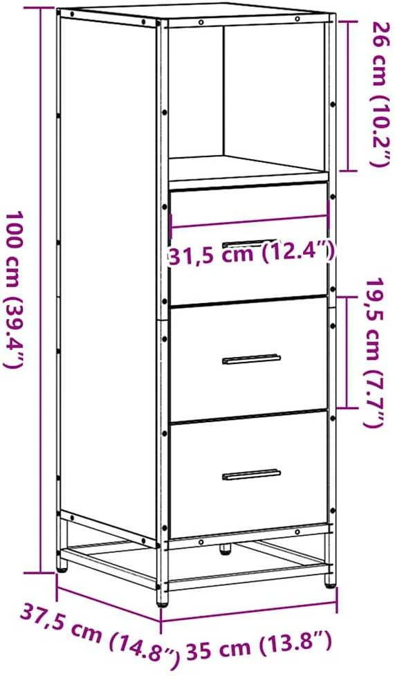 Vonios kambario spintelė, pilka, 35x37,5x100 cm, mediena