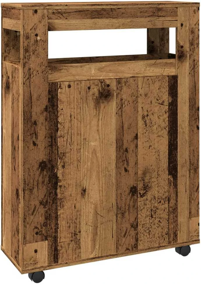 Vonios kambario spintelė su ratukais, medienos, mediena